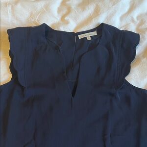 41 Hawthorn Navy Scalloped Shoulder Sleeveless Top